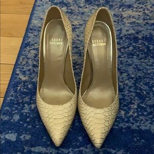 Stuart Weitzman white/cream and gold/silver pumps
